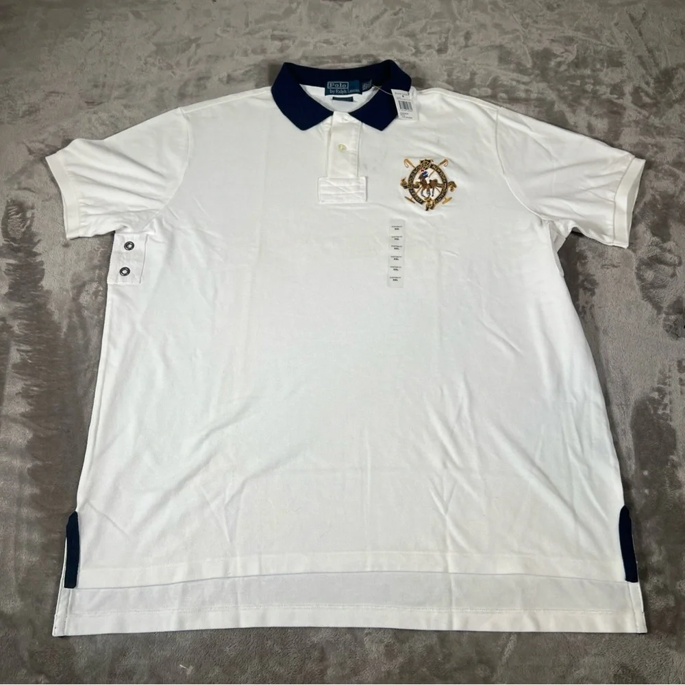 Polo Ralph Lauren Polo Mens XXL White New York Quality Crest Custom Fit Polo New